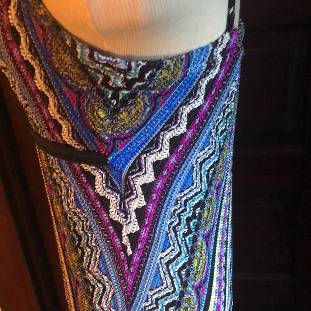 Cache maxi empire waist dress. lined, stretchy/size L/diagonal woven chevron - Picture 5 of 12